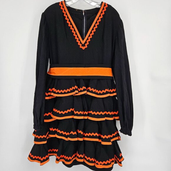 Western Boho Dress Extra Large Midi Dance Ruffle Layer Pleated Belt Long Sleeve - Picture 1 of 8